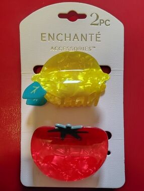Enchante Accessories Fruit Hair Clips - Yellow & Red